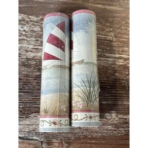 2 - Vintage Nautical Sailboat Beach Seashell‎ Border Wallpaper 5 Yds 7016-624B